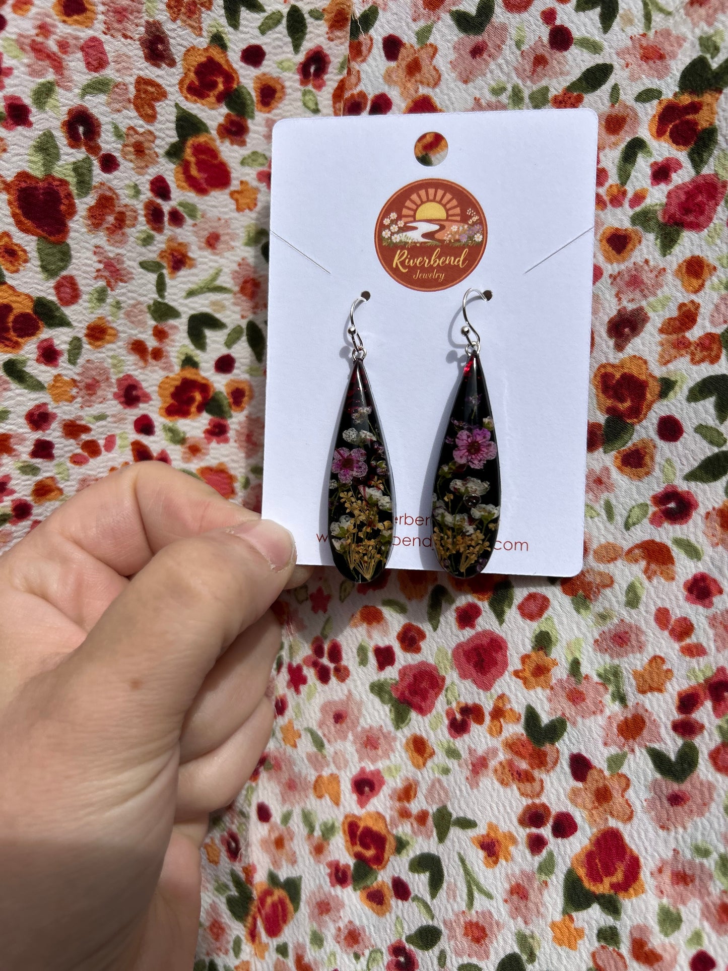 Handcrafted Botanical Resin Earrings with Real Pressed Flowers