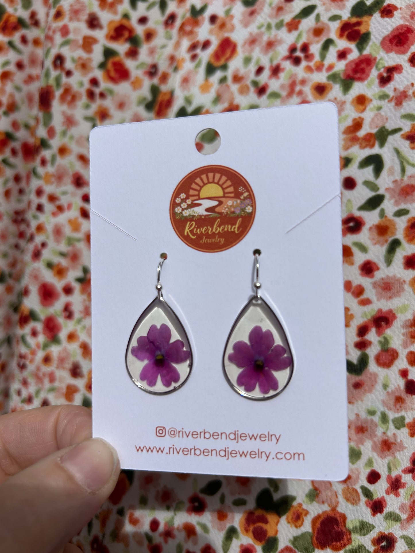 Hand Pressed Verbena Earrings