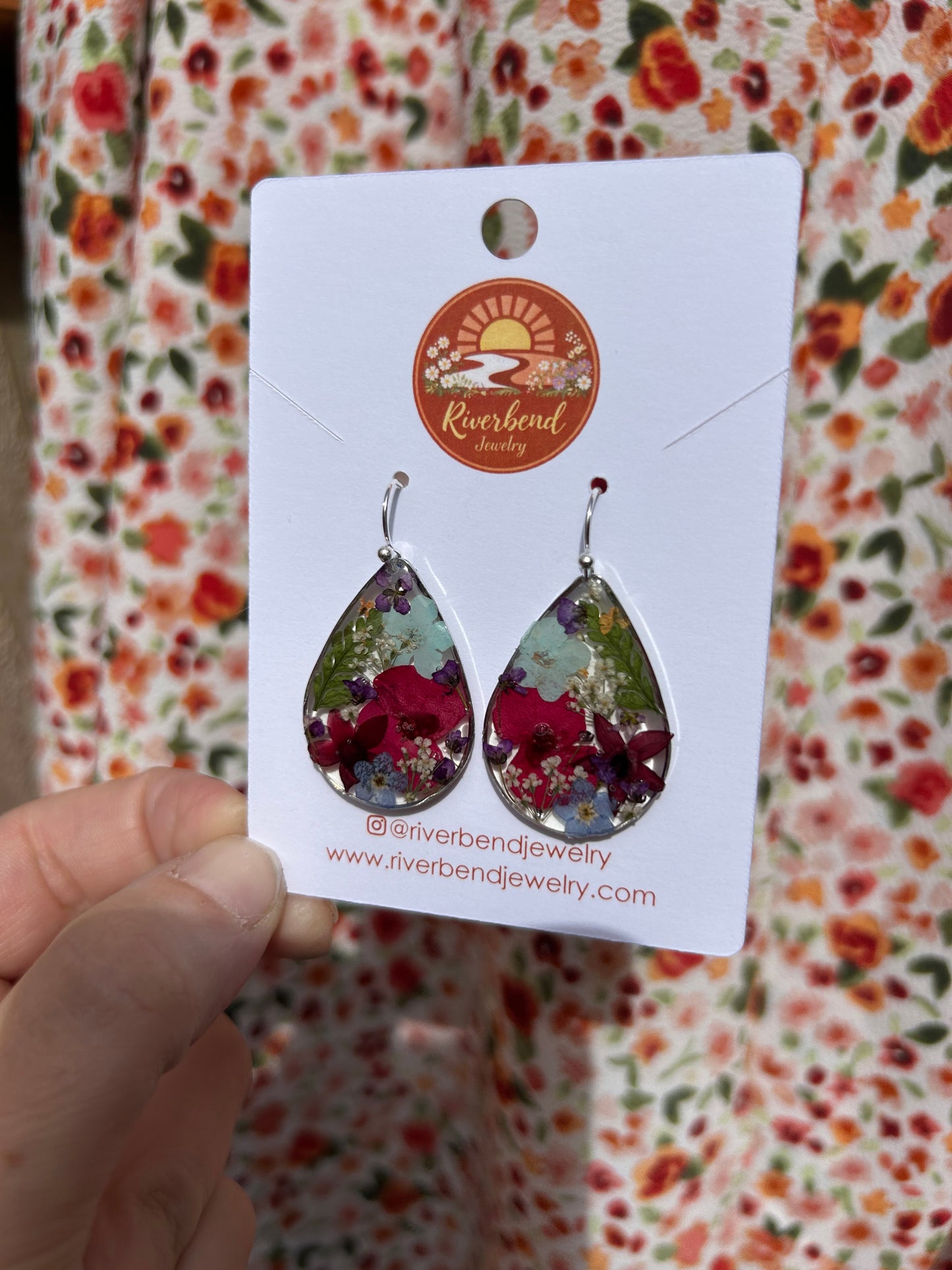 Handcrafted Botanical Resin Earrings with Real Pressed Flowers