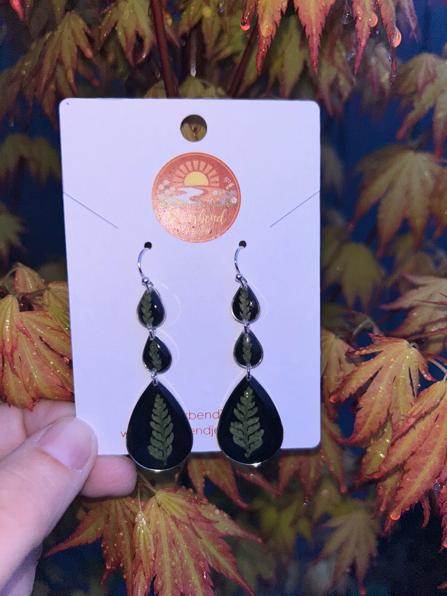 Handpressed Fern Earrings in Resin