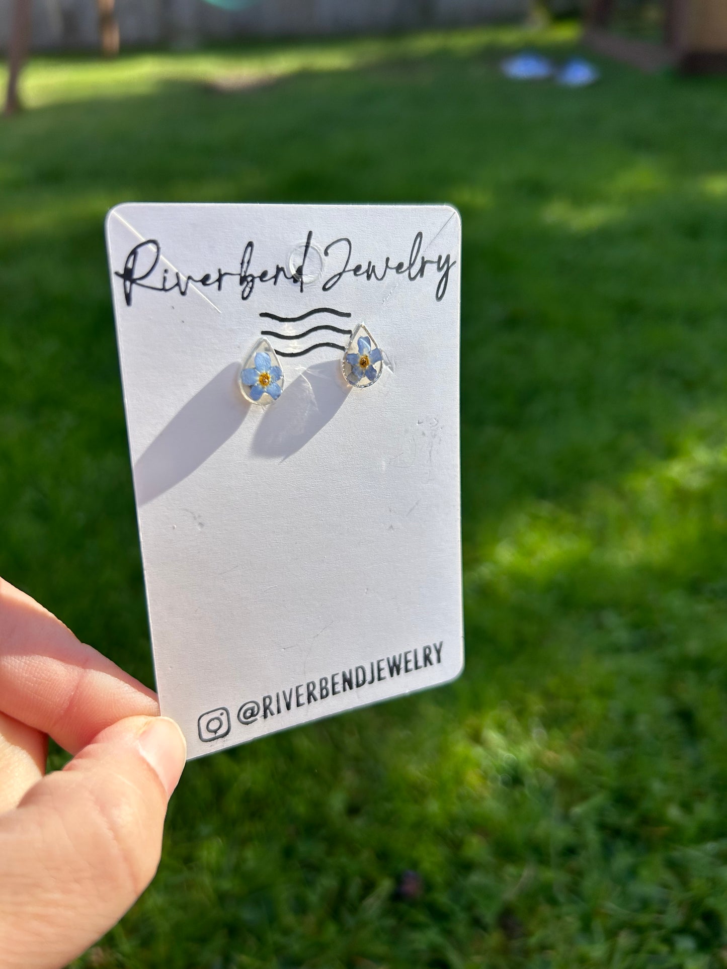 Silver Tear Drop Forget Me Not Earrings