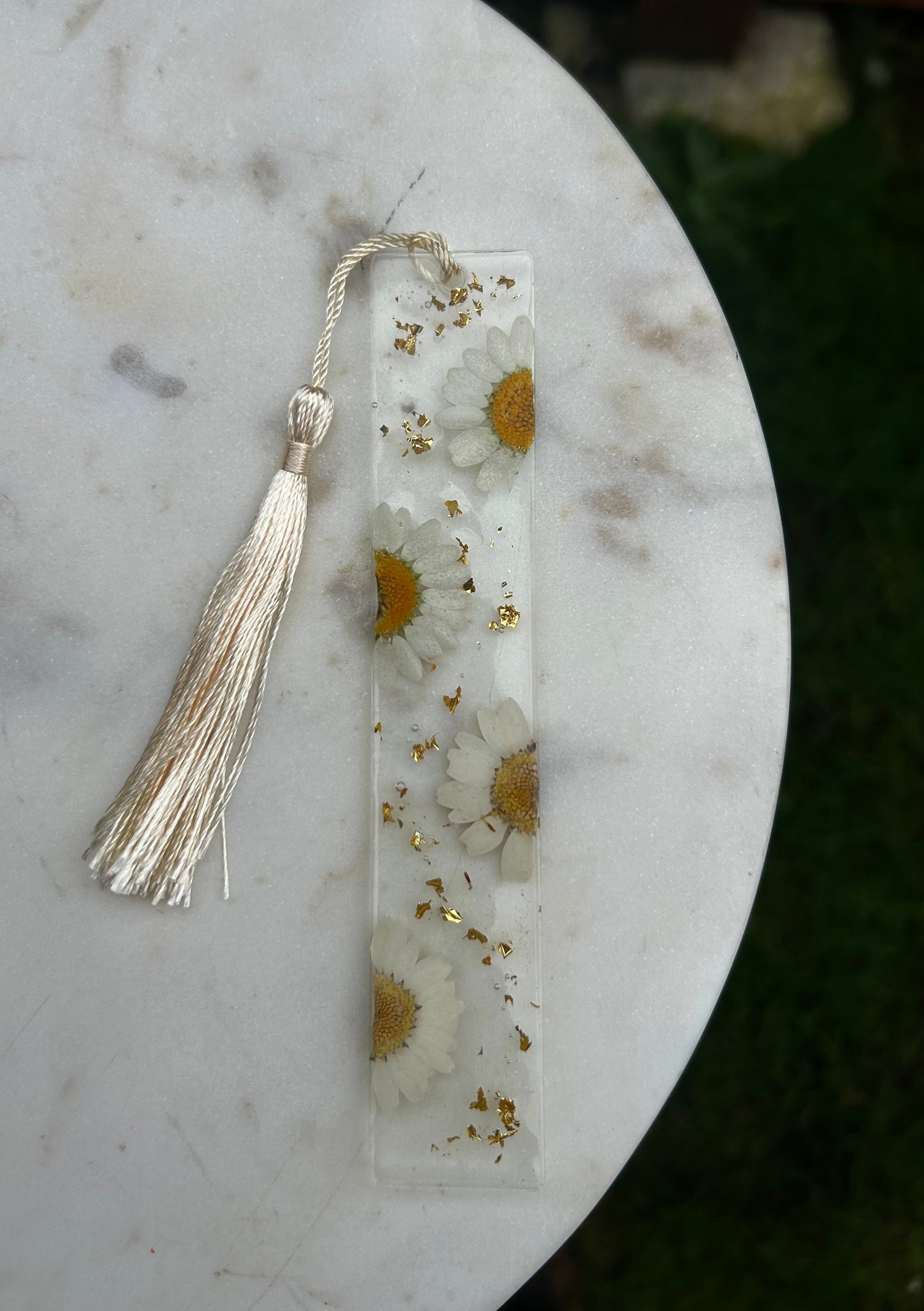 White Half Daisy Bookmark