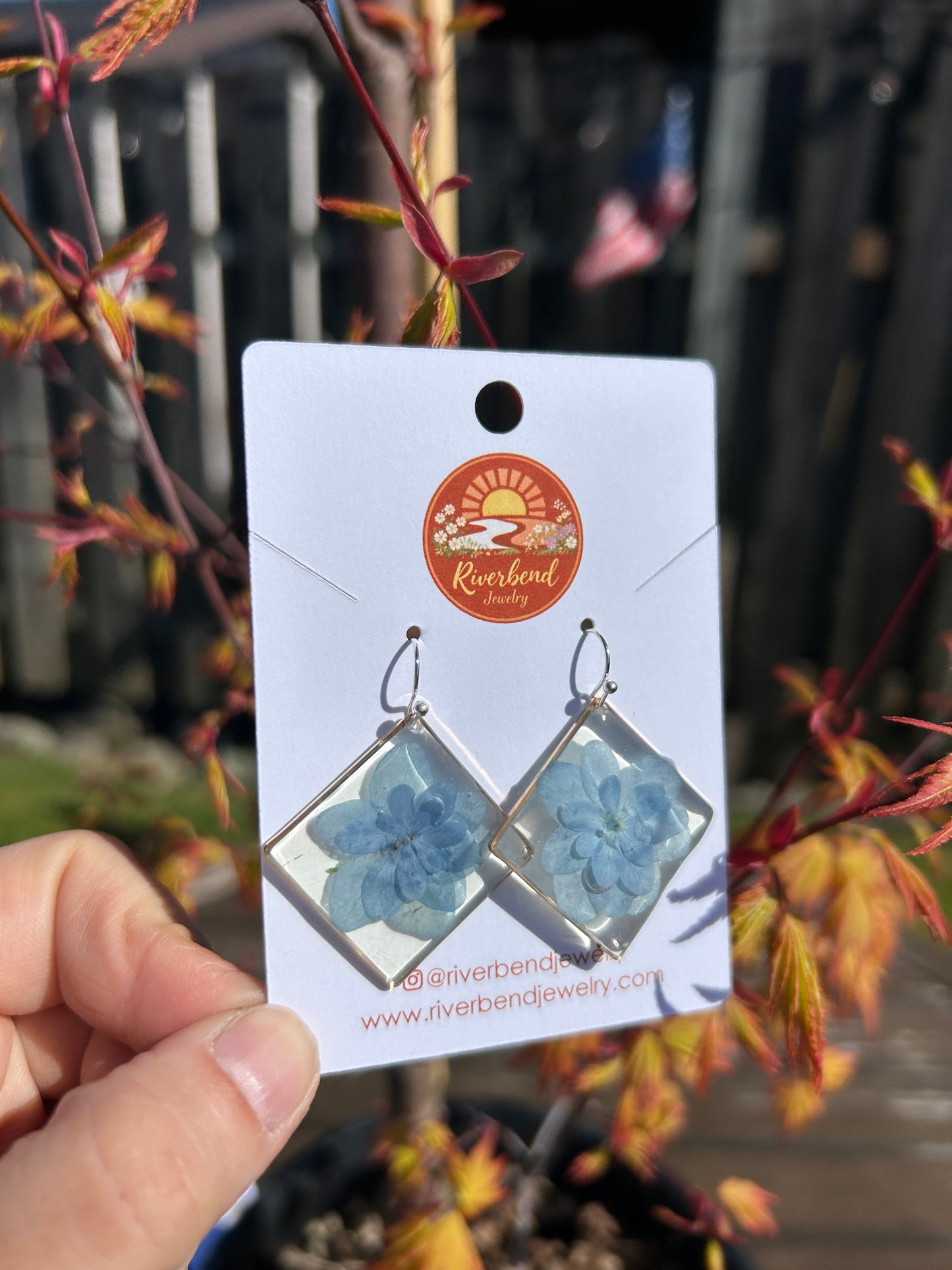 Real Blue Hydrangea Earrings