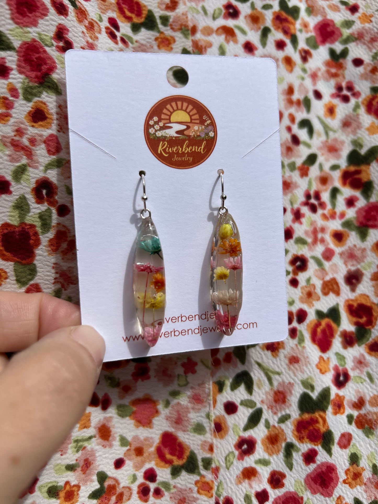 Handcrafted Botanical Resin Earrings with Real Pressed Flowers