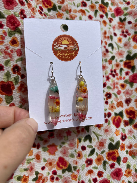 Handcrafted Botanical Resin Earrings with Real Pressed Flowers