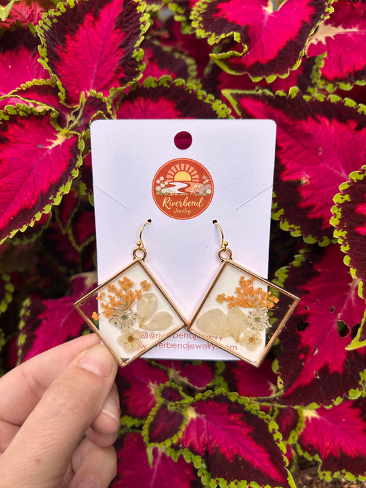 Real Handpressed Flower Earrings