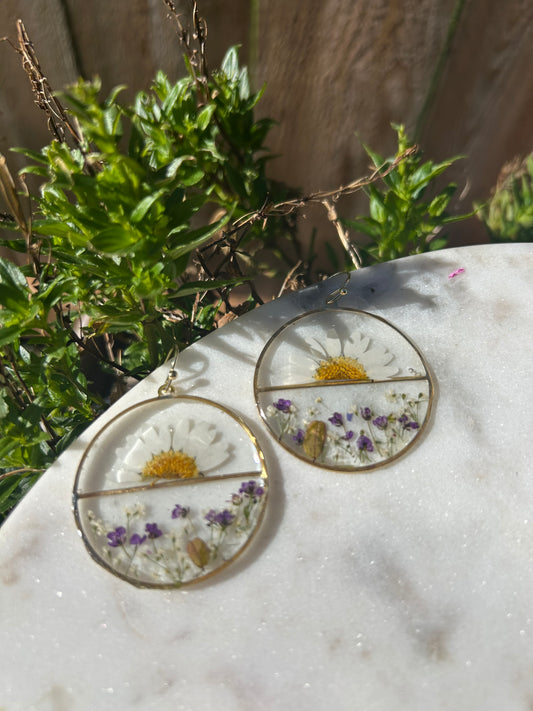 Hand Pressed Floral Earrings