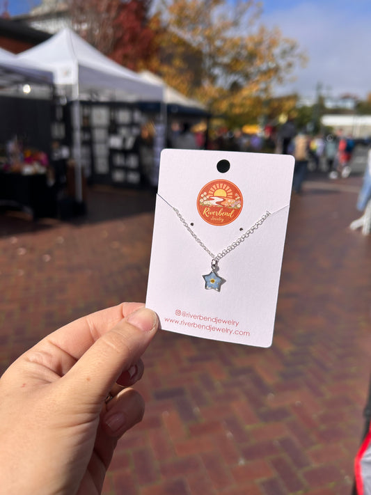 Pressed Forget Me Not Necklace