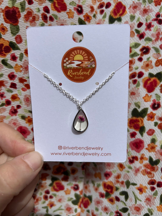 Handcrafted Botanical Resin Necklace with Real Pressed Flowers