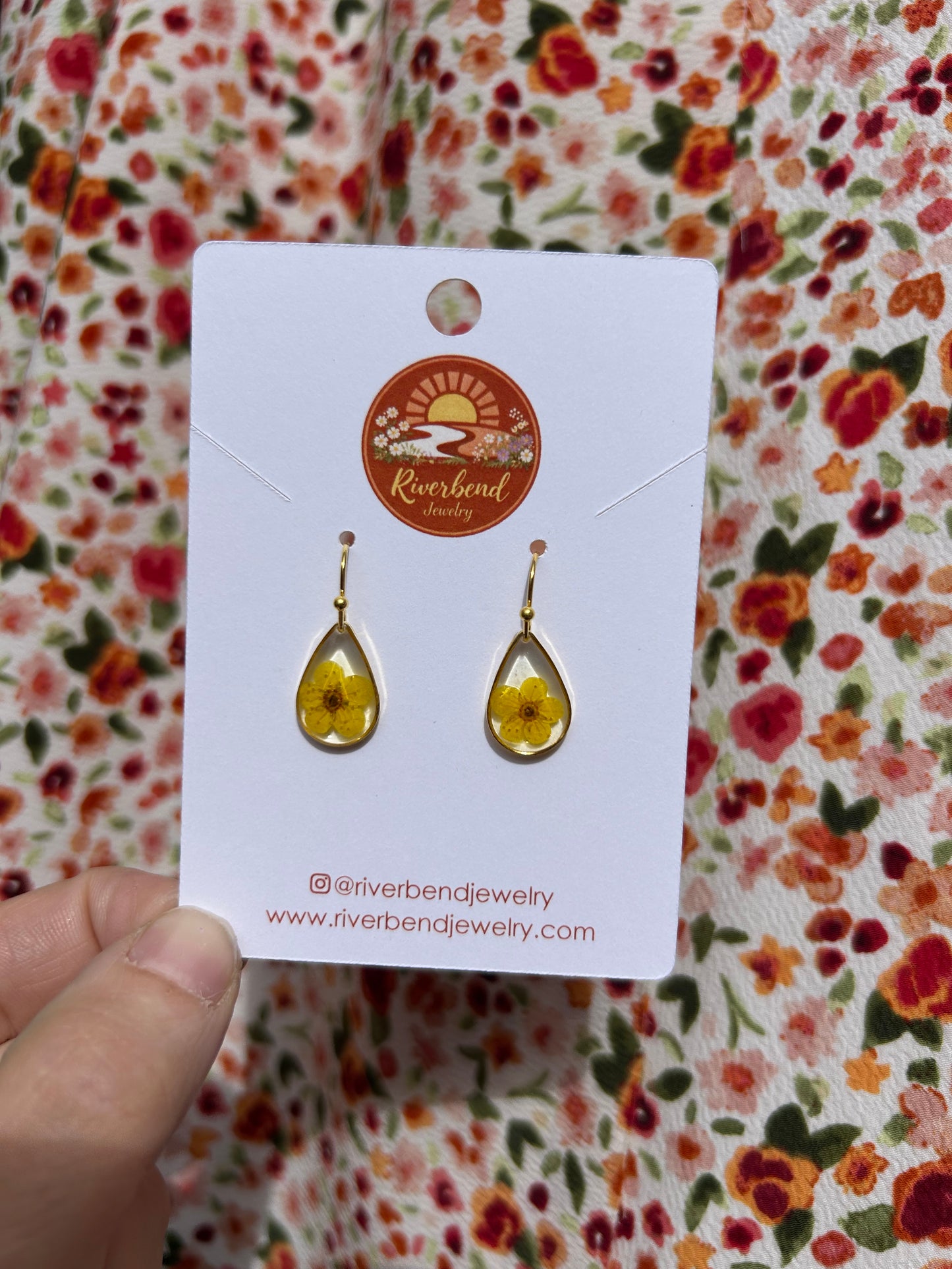 Handcrafted Botanical Resin Earrings with Real Pressed Flowers