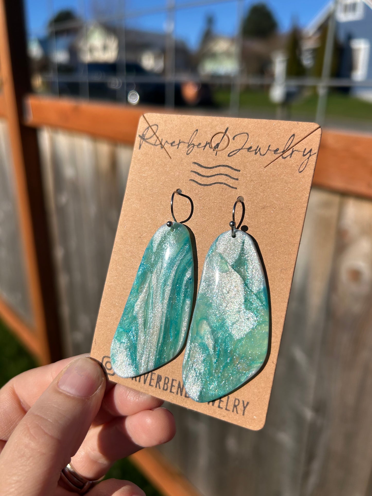 Ocean Inspired Polymer Clay Marbled Earrings