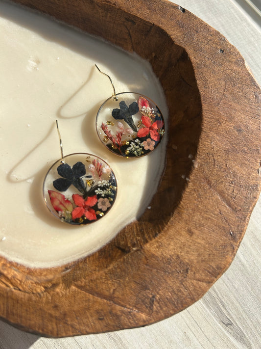 Black & Red Wildflower Earrings