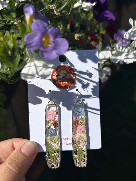 Handpressed Floral Resin Earrings