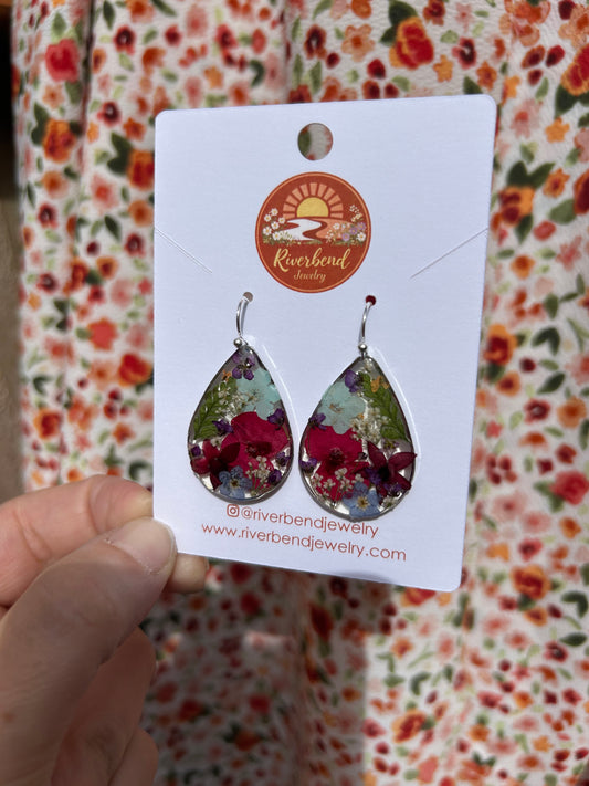 Handcrafted Botanical Resin Earrings with Real Pressed Flowers