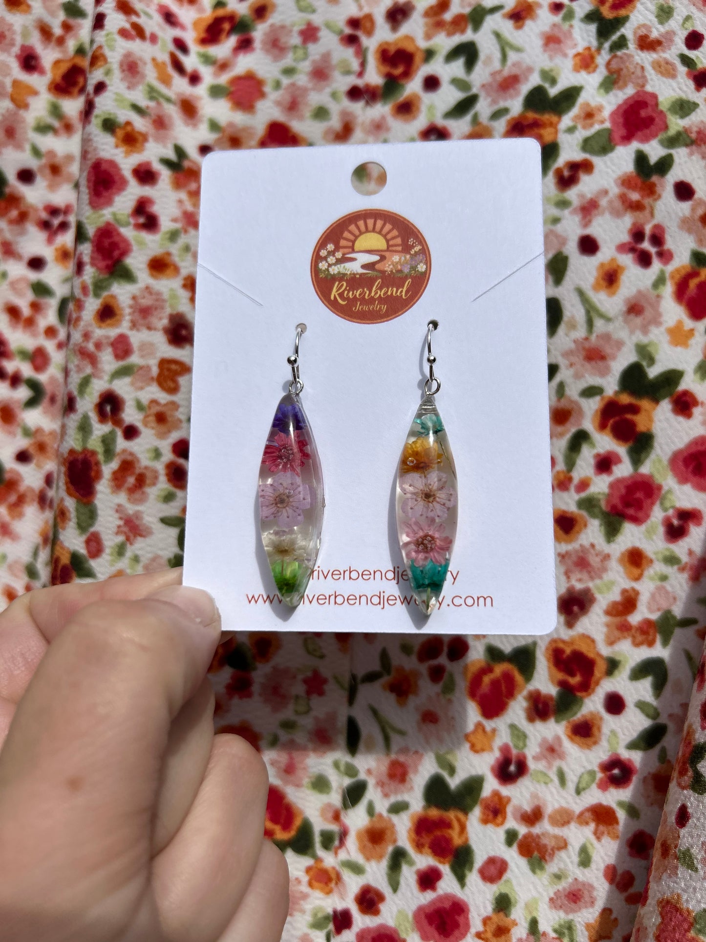 Handcrafted Botanical Resin Earrings with Real Pressed Flowers