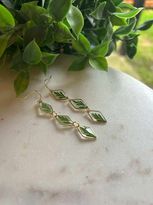 Diamond Resin Fern Earrings