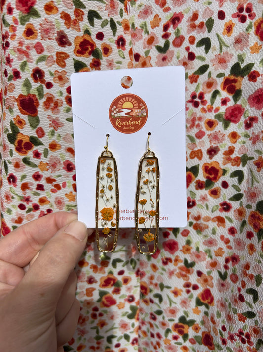 Handcrafted Botanical Resin Earrings with Real Pressed Flowers