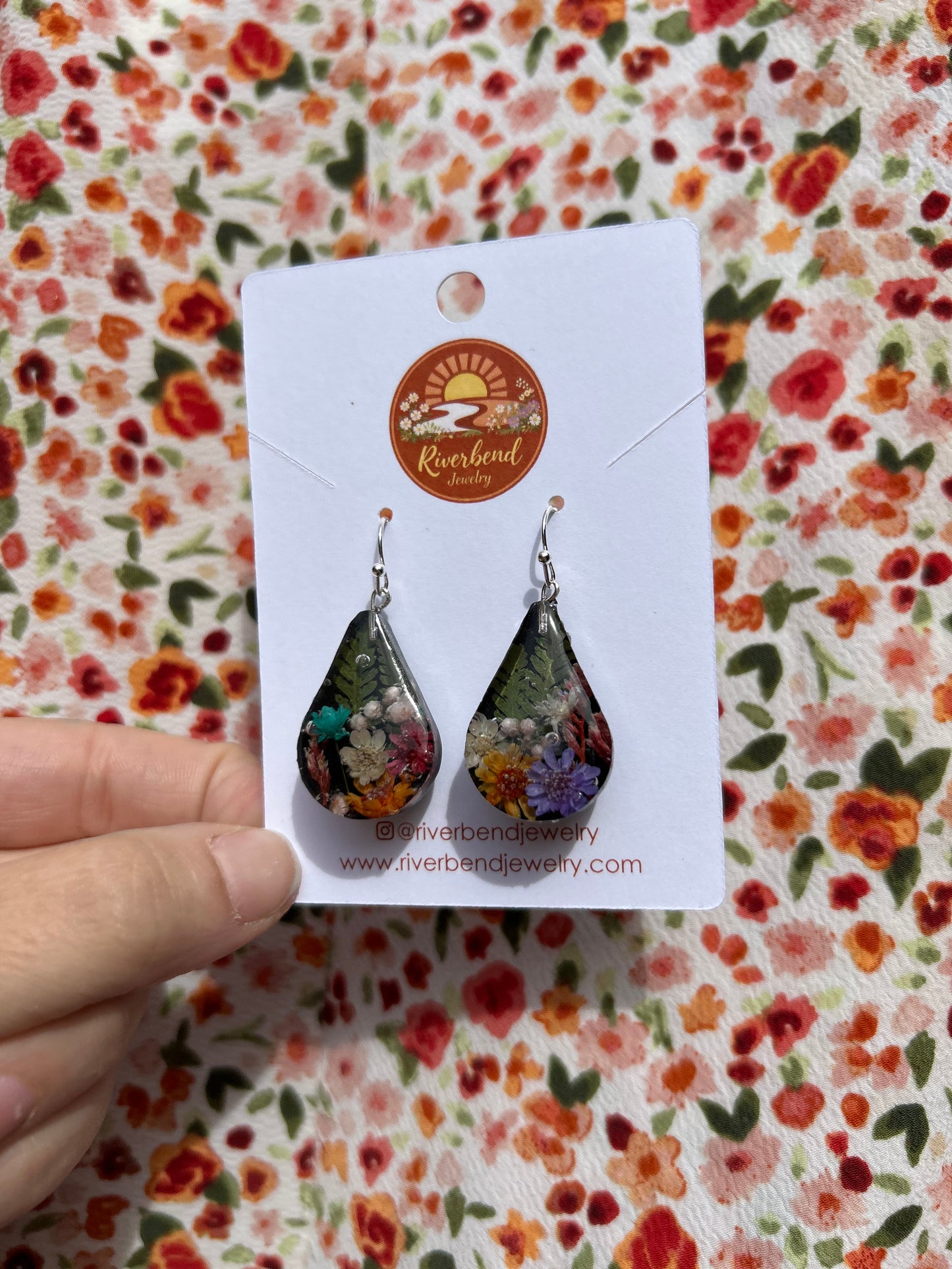 Handcrafted Botanical Resin Earrings with Real Pressed Flowers
