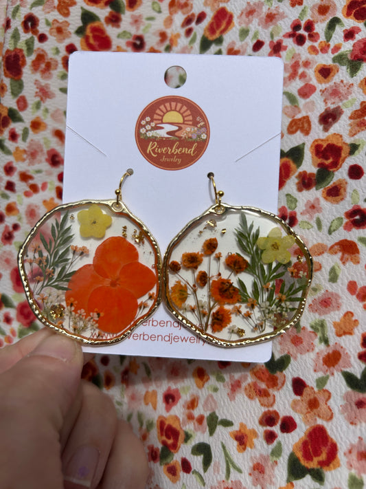 Handcrafted Botanical Resin Earrings with Real Pressed Flowers