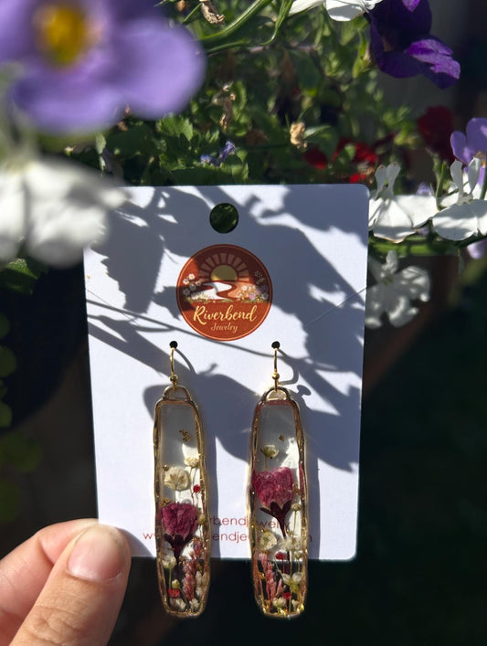 Handpressed Floral Resin Earrings