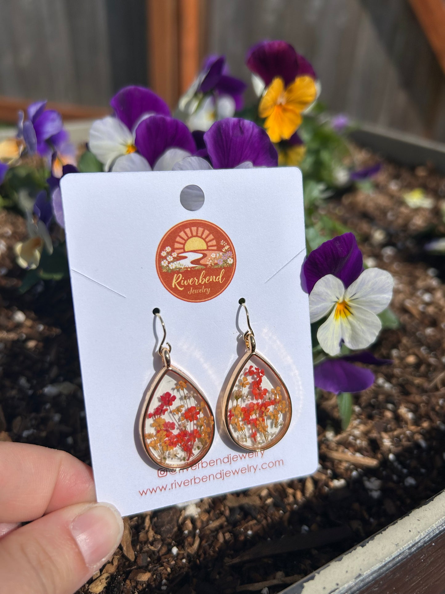 Handmade Pressed Queen Anne’s Lace Flower Earrings