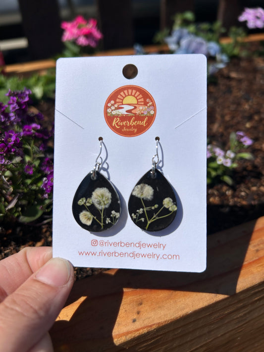 Handpressed Baby’s Breath Earrings