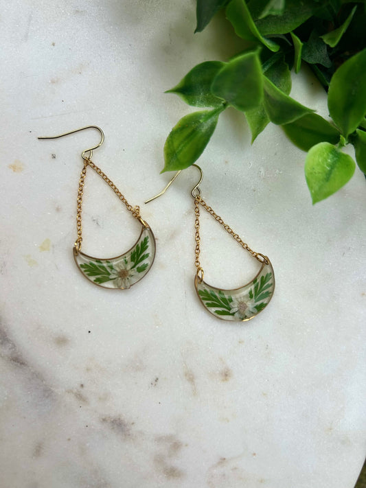 Resin Floral Fern Earrings