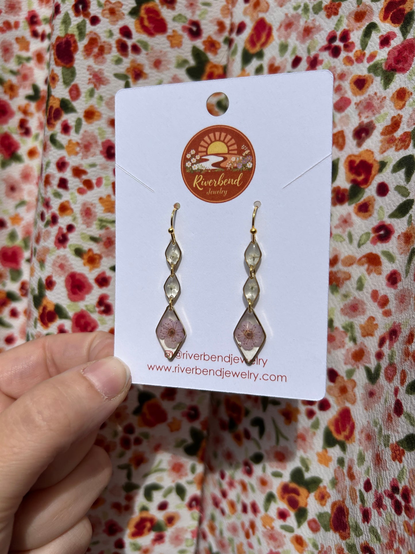 Handcrafted Botanical Resin Earrings with Real Pressed Flowers