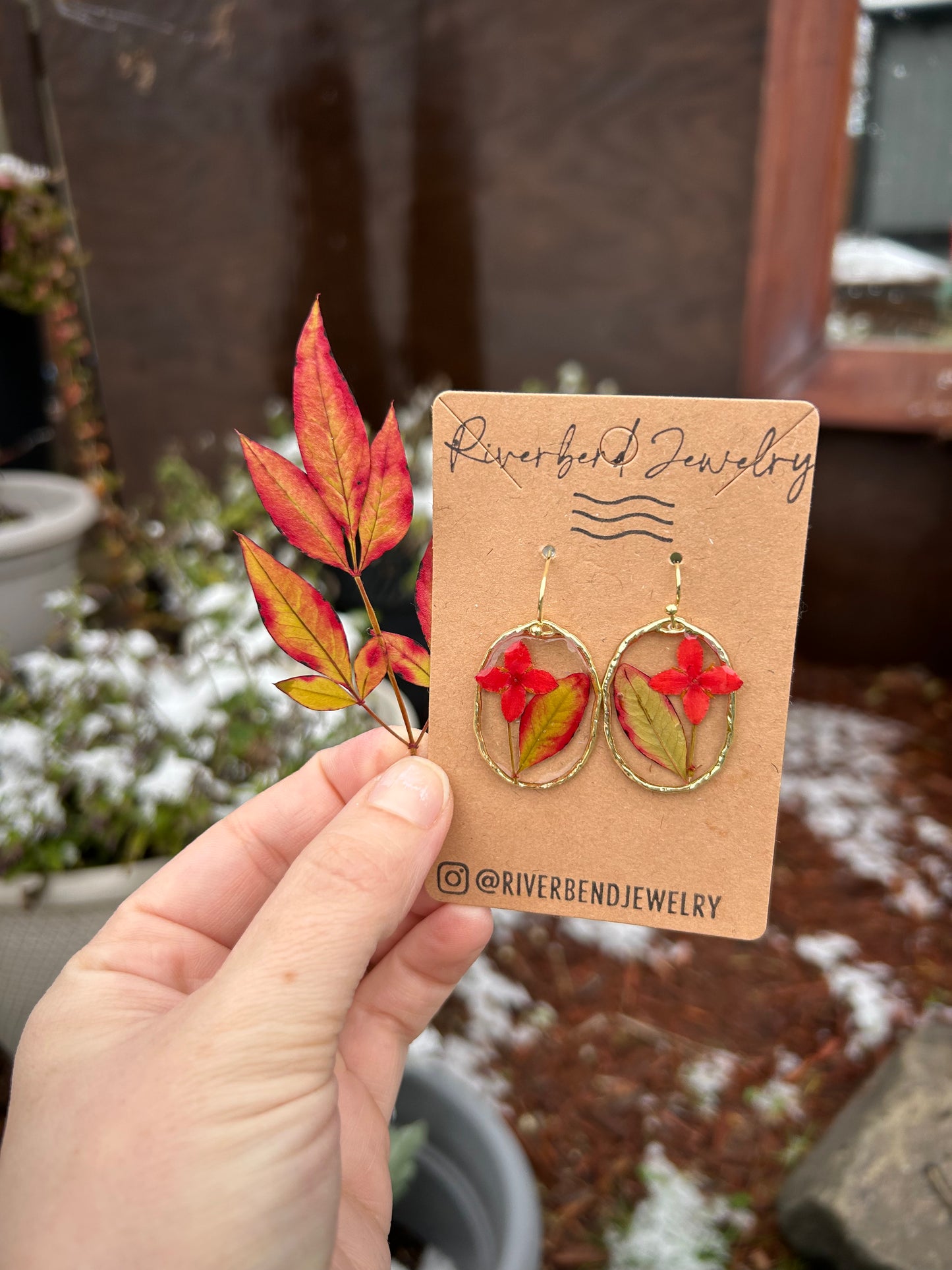 Heavenly Bamboo & Ixora Earrings