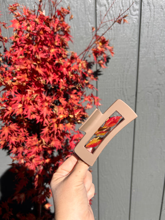 Pressed Fall Leaf Claw Clip