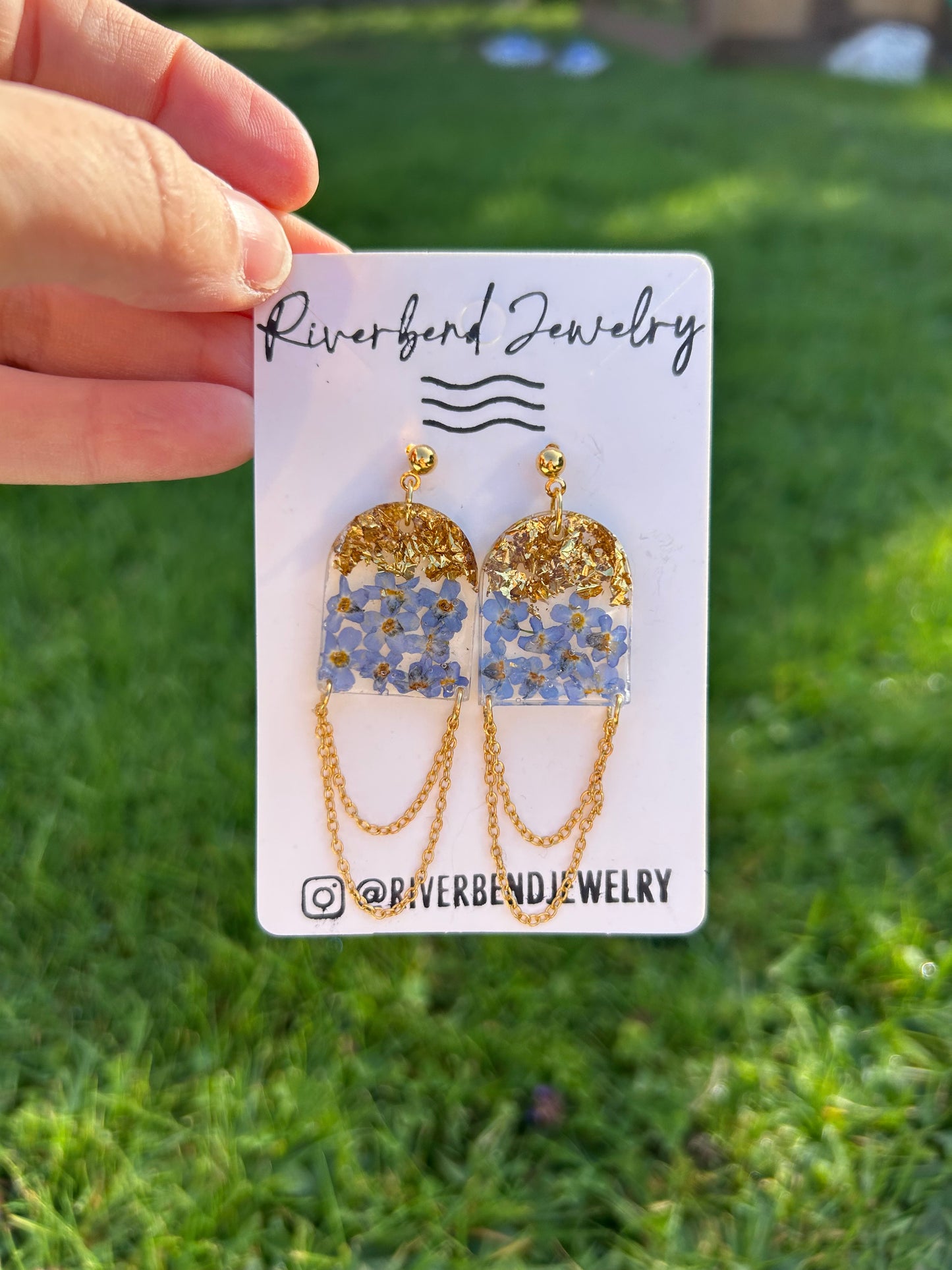 Forget Me Not Stud & Chain Accent earrings