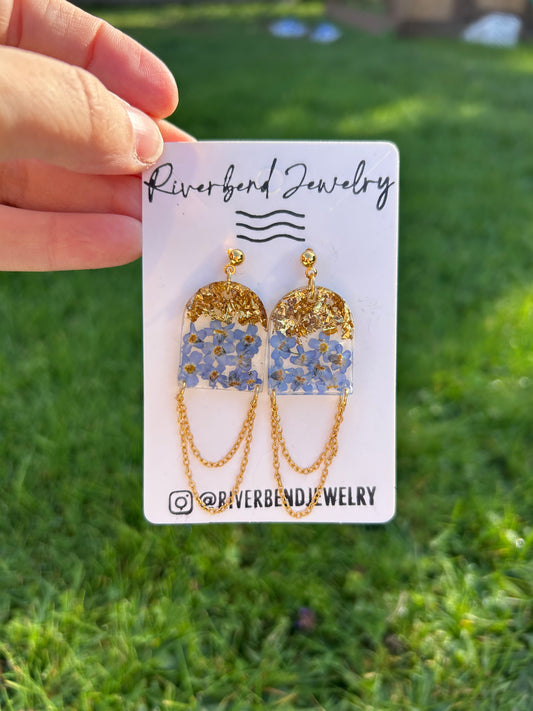 Forget Me Not Stud & Chain Accent earrings