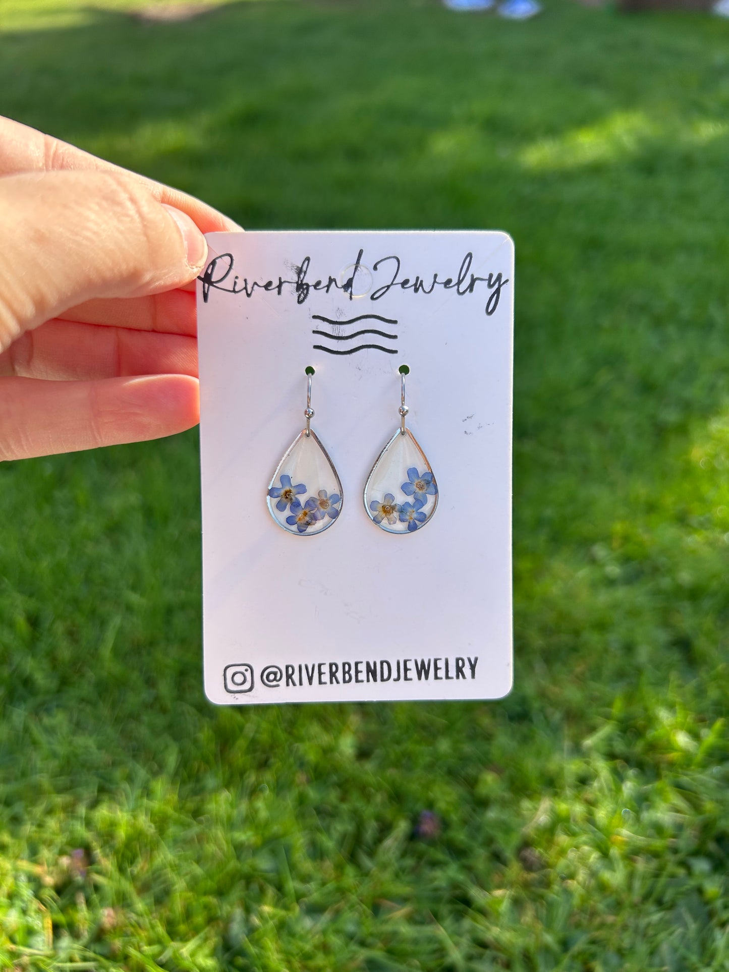 Forget Me Not Tear Drop Earrings