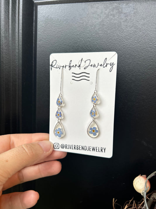 Forget Me Not pull through earrings